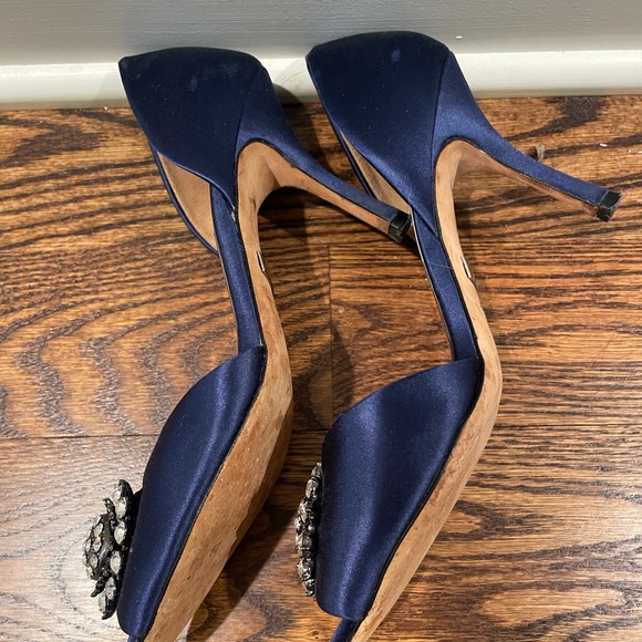 Badgley Mischka Blue Crystal Embellished Heels - Picture 5 of 5